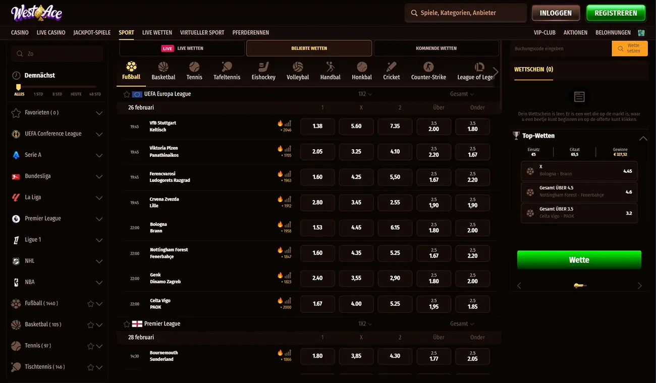 WestAce Casino Sportweddenschappen