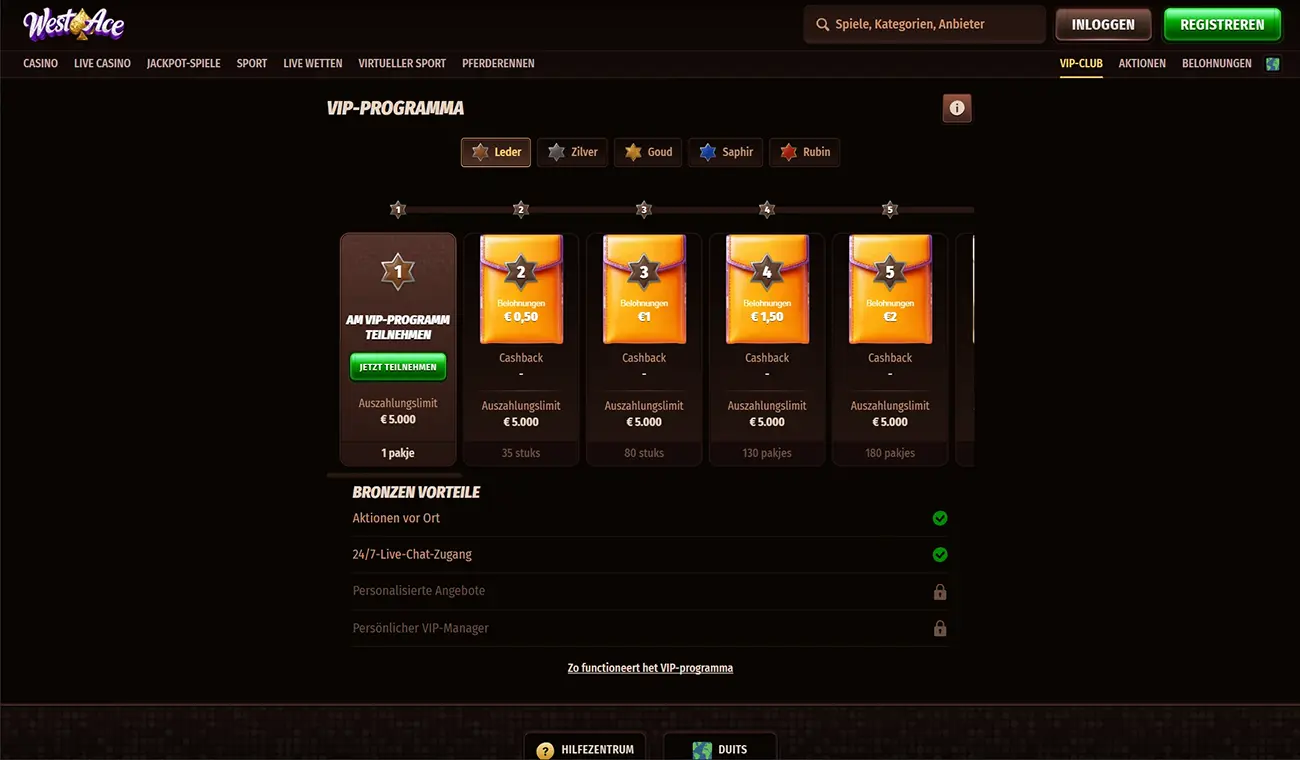 WestAce Casino VIP-programma